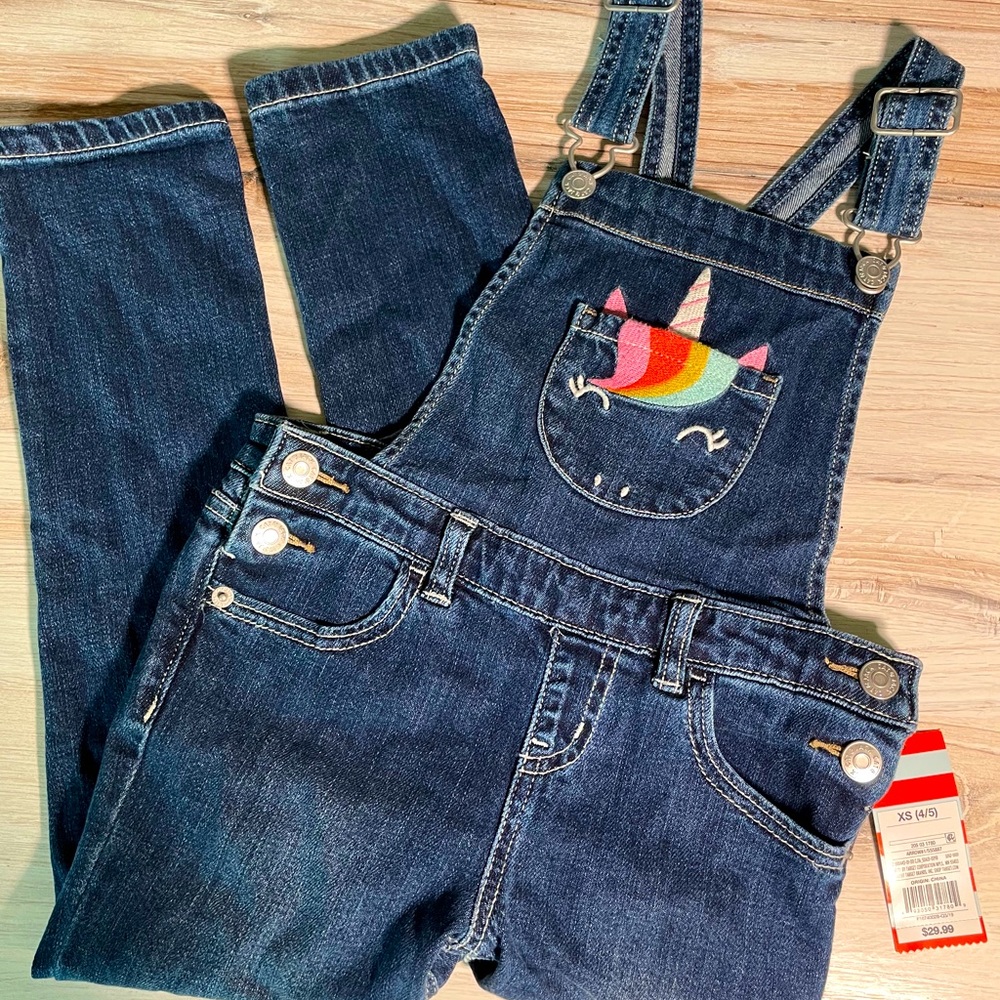 Cat and Jack Girl’s size 4/5 unicorn overalls